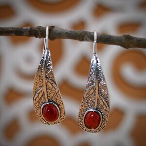 Gem Feather Earrings